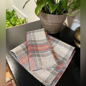Vintage Bundle of 2 plaid wool dinner napkins